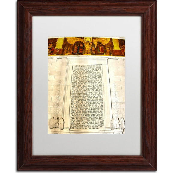 Trademark Fine Art "Gettysburg Address Lincoln Memorial" Canvas Art by CATeyes, White Matte, Wood Frame
