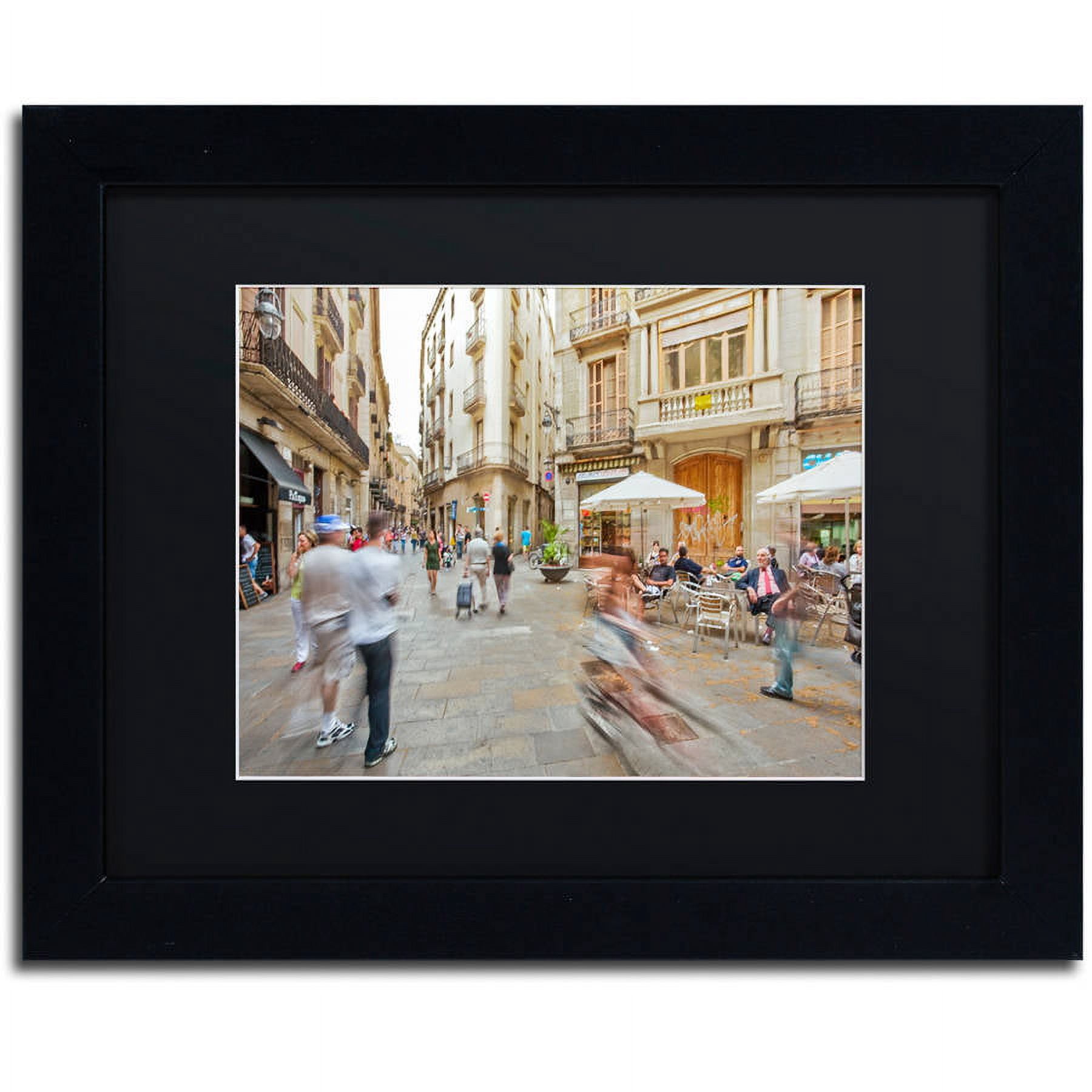 Trademark Fine Art "Ghost Biker Rides Gothic Barcelona" Canvas Art by Yale Gurney, Black Matte, Black Frame