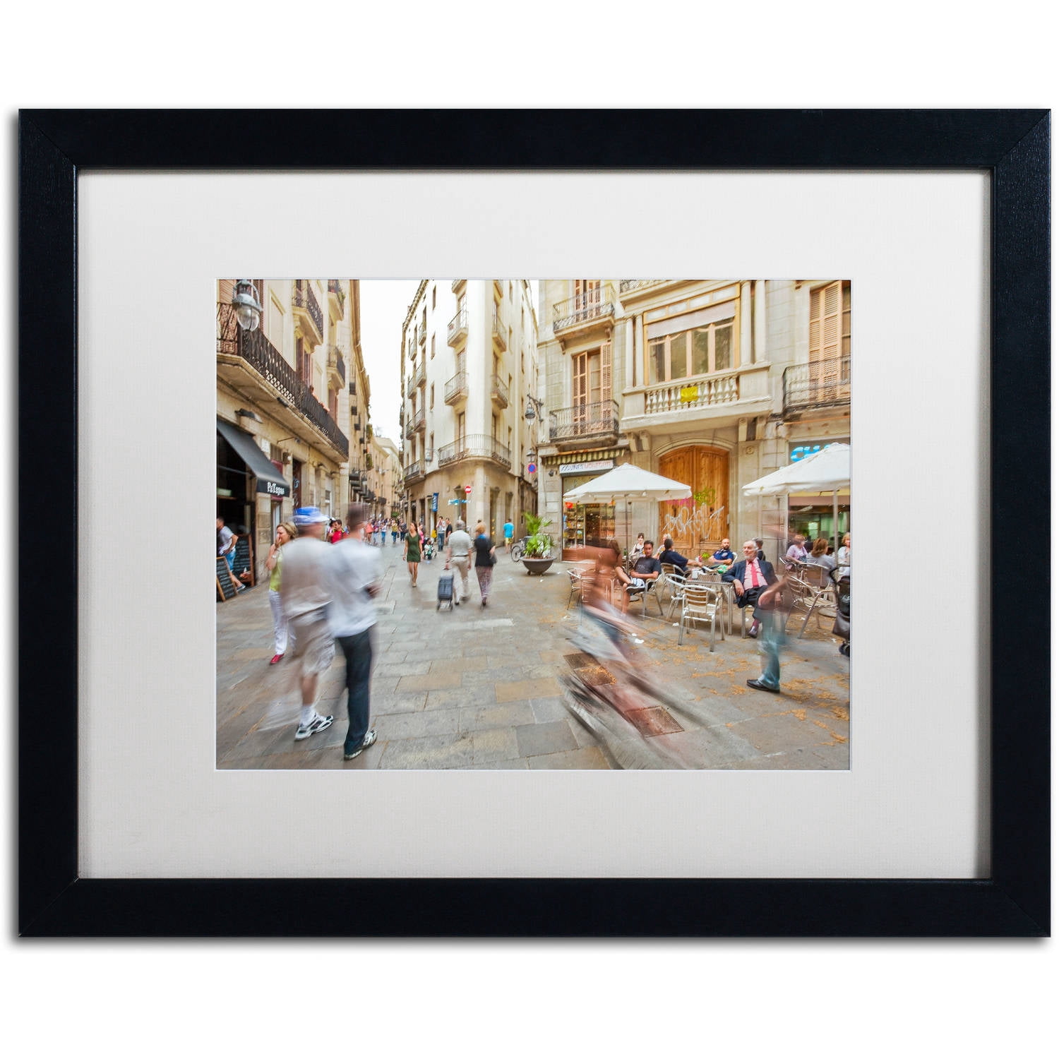 Trademark Fine Art "Ghost Biker Rides Gothic Barcelona" Canvas Art by Yale Gurney, White Matte, Black Frame