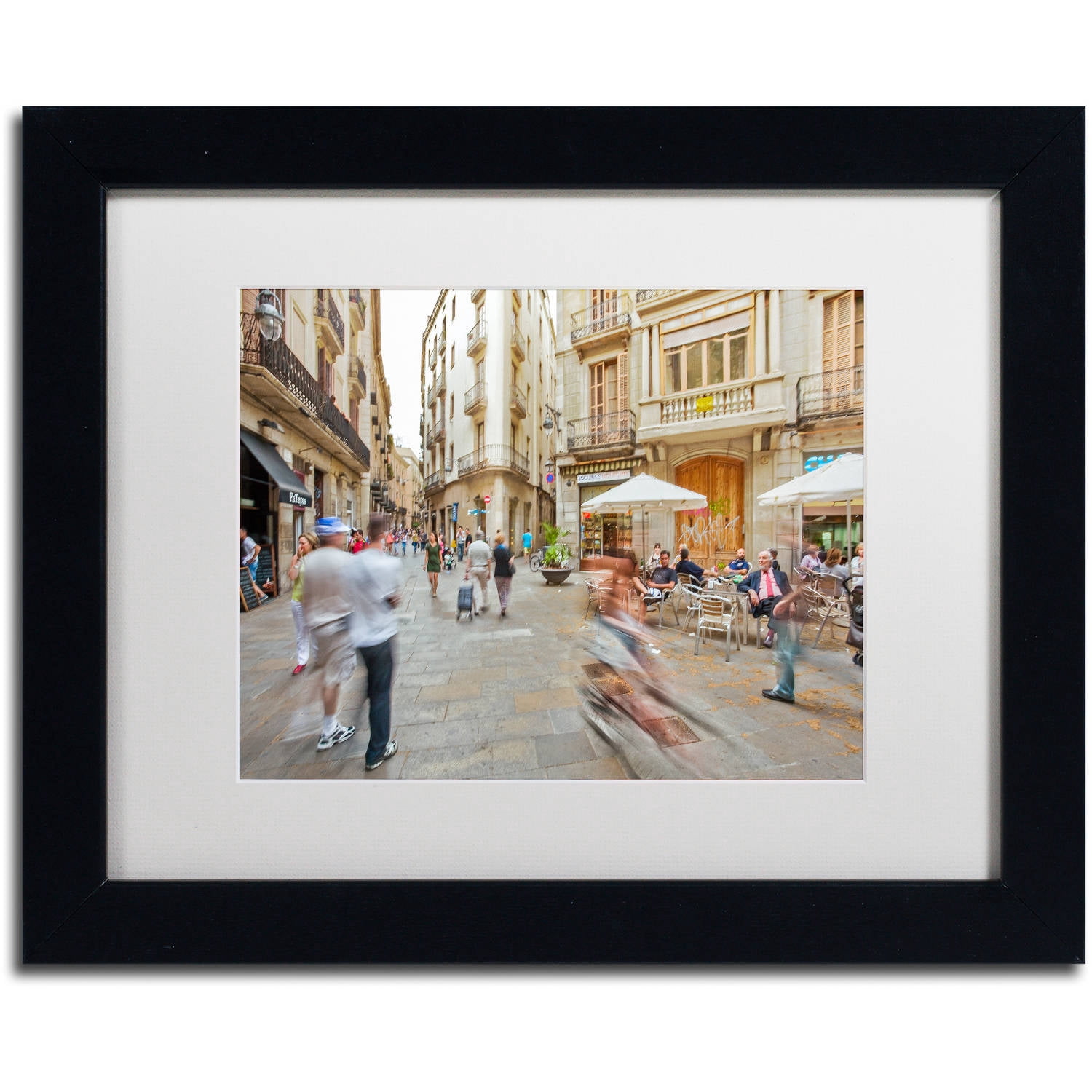 Trademark Fine Art "Ghost Biker Rides Gothic Barcelona" Canvas Art by Yale Gurney, White Matte, Black Frame