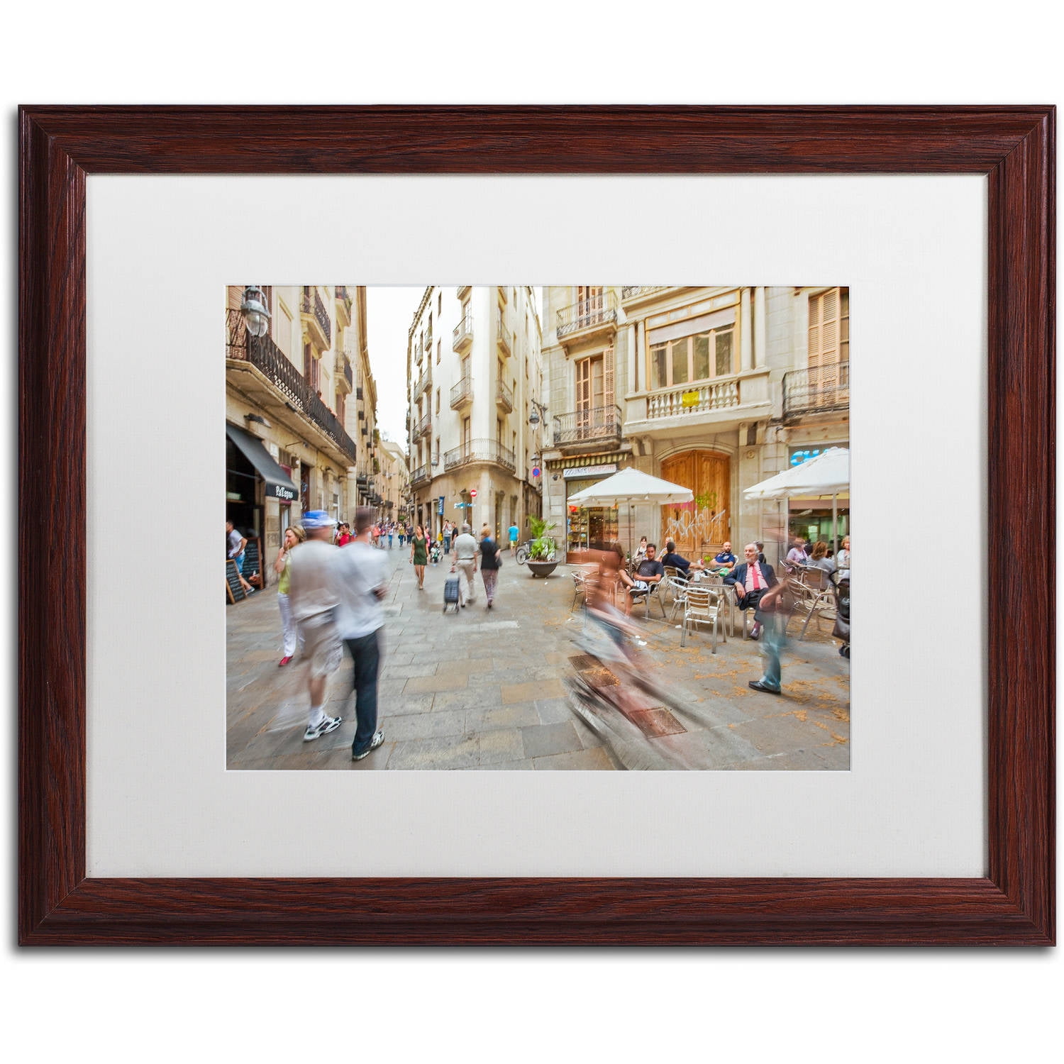 Trademark Fine Art "Ghost Biker Rides Gothic Barcelona" Canvas Art by Yale Gurney, White Matte, Wood Frame