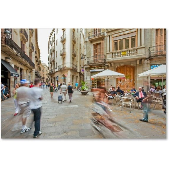 Trademark Fine Art "Ghost Biker Rides Gothic Barcelona" Canvas Art by Yale Gurney