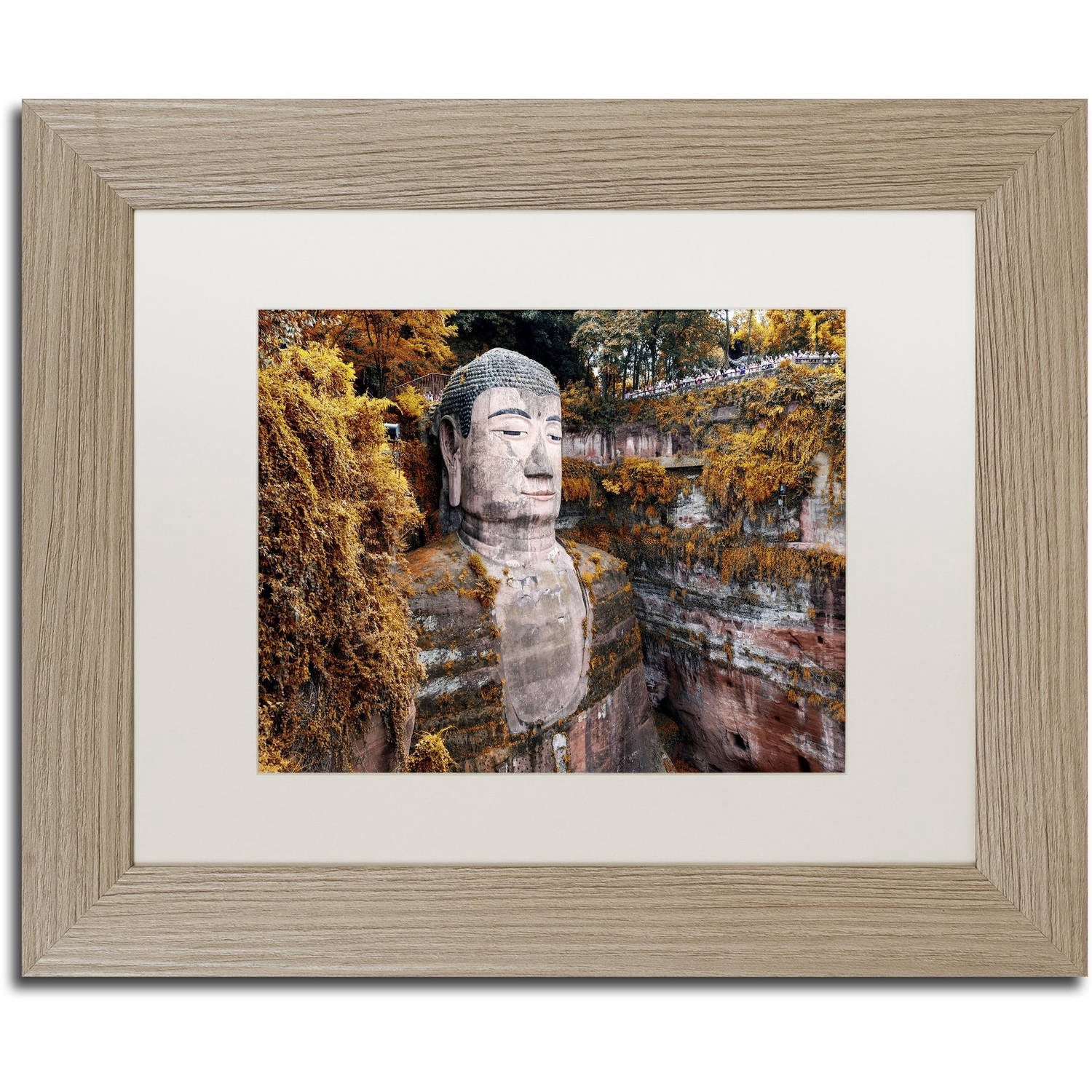 Trademark Fine Art "Giant Buddha I" Canvas Art by Philippe Hugonnard, White Matte, Birch Frame