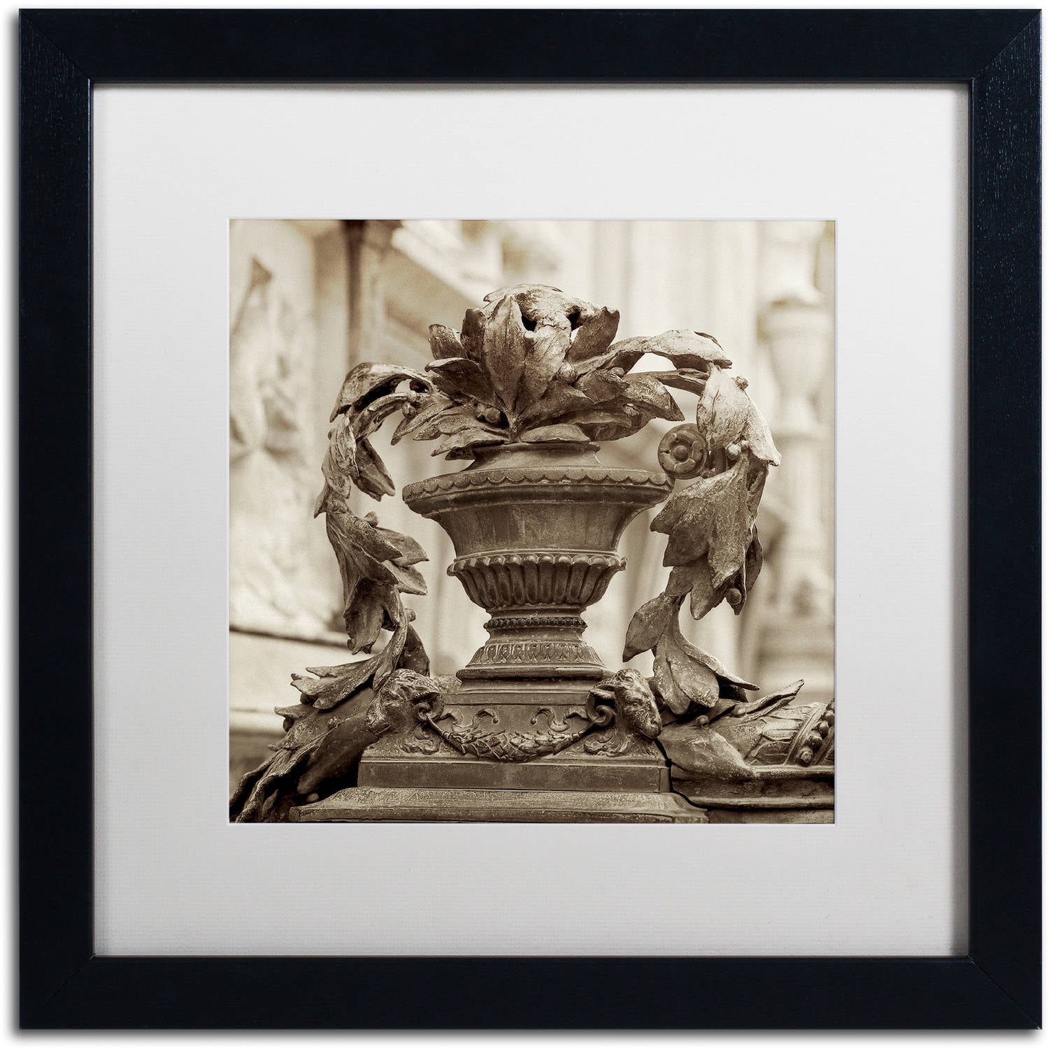 Trademark Fine Art "Giardini Italiano II" Canvas Art by Alan Blaustein, White Matte, Black Frame