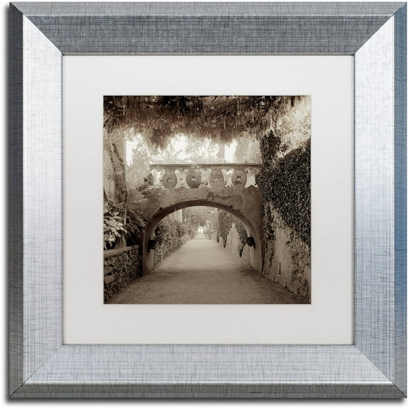 Trademark Fine Art "Giardini Italiano VI" Canvas Art by Alan Blaustein, White Matte, Silver Frame
