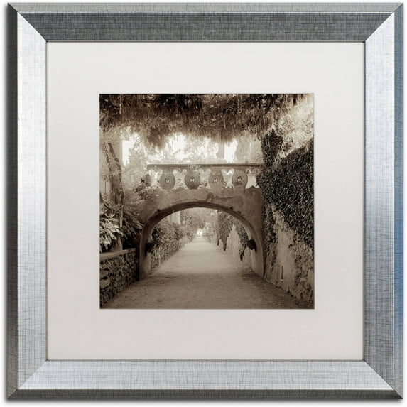 Trademark Fine Art "Giardini Italiano VI" Canvas Art by Alan Blaustein, White Matte, Silver Frame