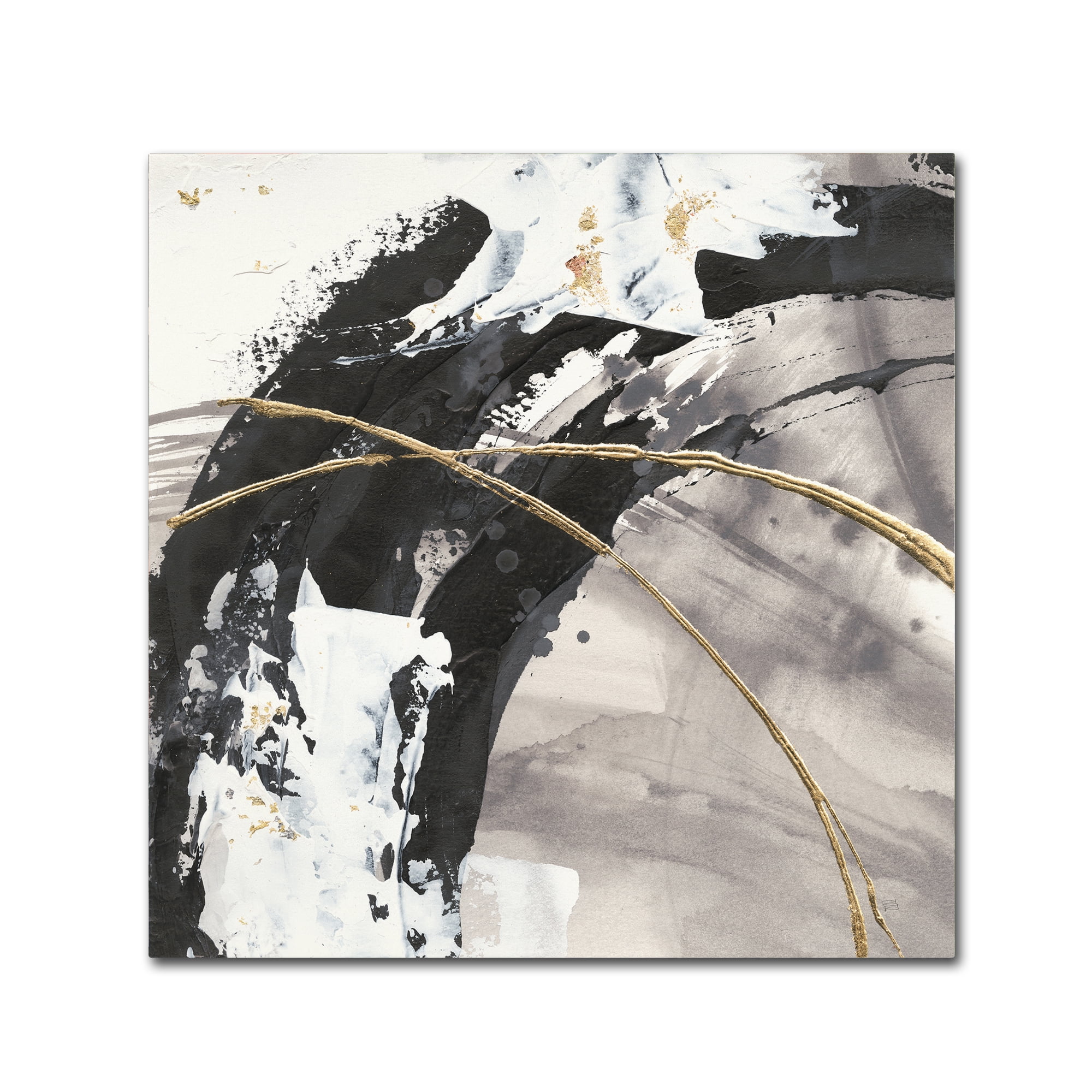 Gilded Arcs II Gold and Black Abstract Canvas Print