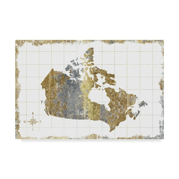 Trademark Fine Art 'Gilded Map Canada' Canvas Art by Wild Apple Portfolio