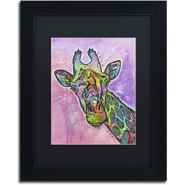 Trademark Fine Art "Giraffe" Canvas Art by Dean Russo, Black Matte, Black Frame