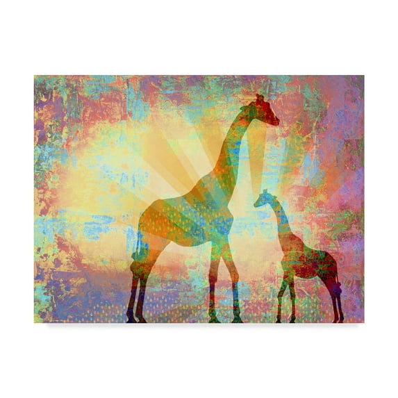 Trademark Fine Art 'Giraffes Distressed' Canvas Art by Greg Simanson