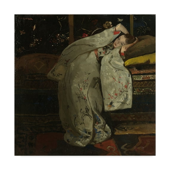 Trademark Fine Art 'Girl In A White Kimono' Canvas Art by Georg Hendrik Breitner
