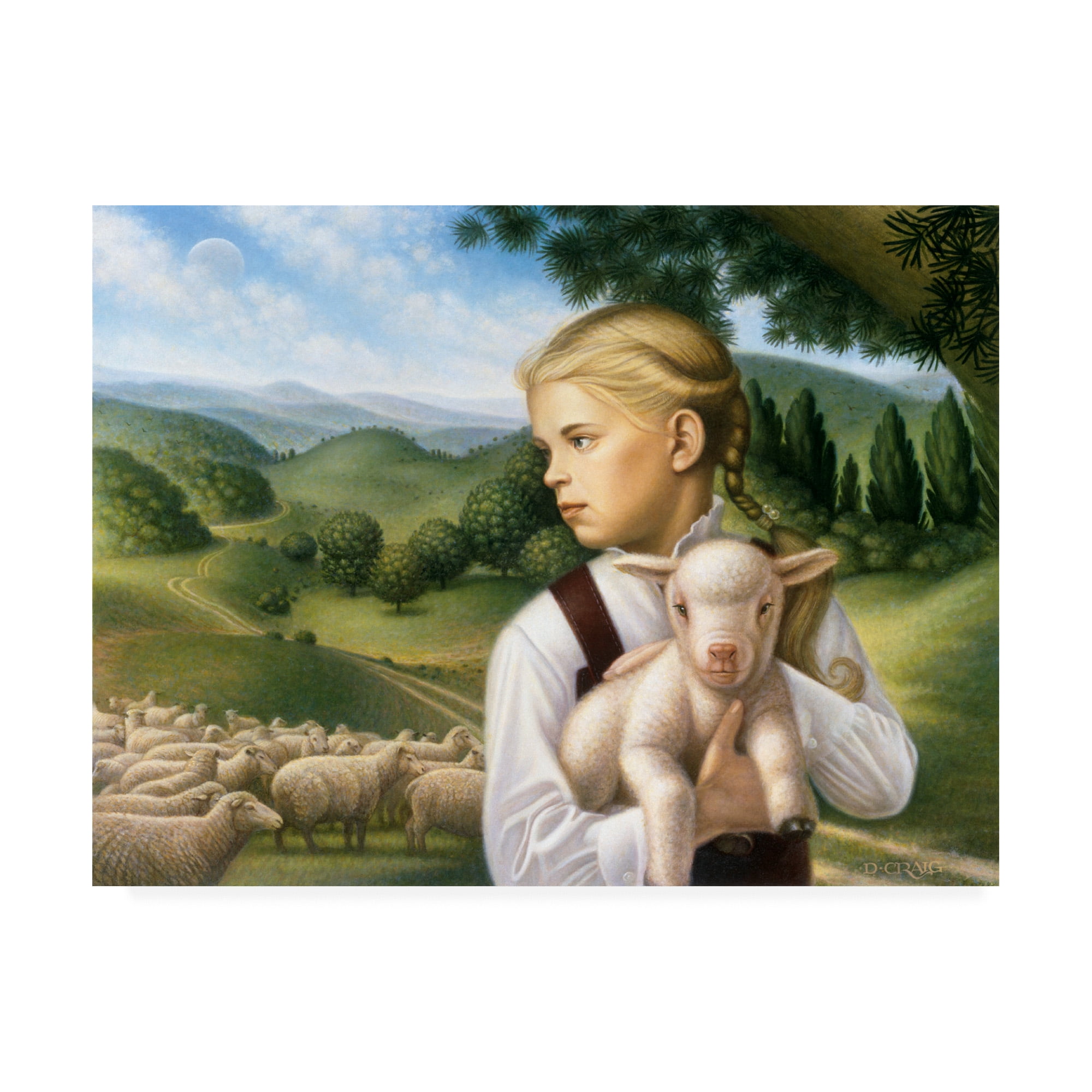 Trademark Fine Art 'Girl With Lamb' Canvas Art by Dan Craig