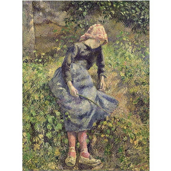 Trademark Fine Art "Girl with a Stick 1881" Canvas Art by Camille Pissarro