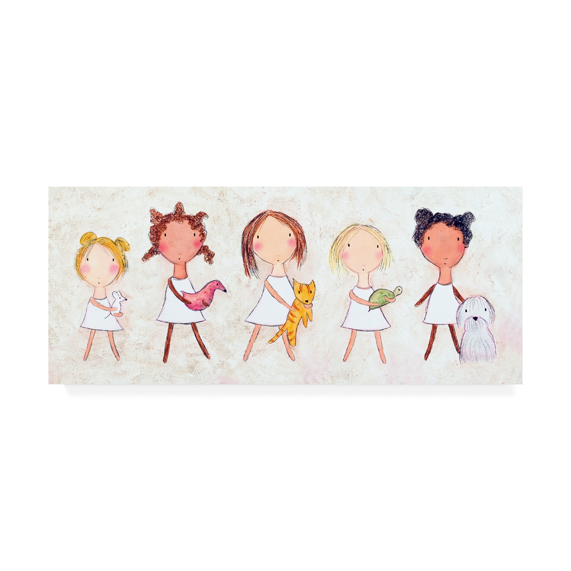 Trademark Fine Art 'Girls with Pets' Canvas Art by Carla Sonheim