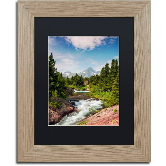 Trademark Fine Art "Glacial Creek" Canvas Art by Michael Blanchette Photography Black Matte, Birch Frame