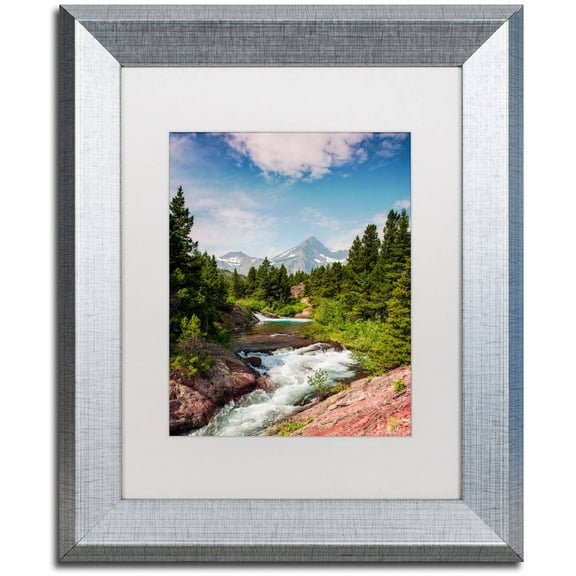 Trademark Fine Art "Glacial Creek" Canvas Art by Michael Blanchette Photography White Matte, Silver Frame