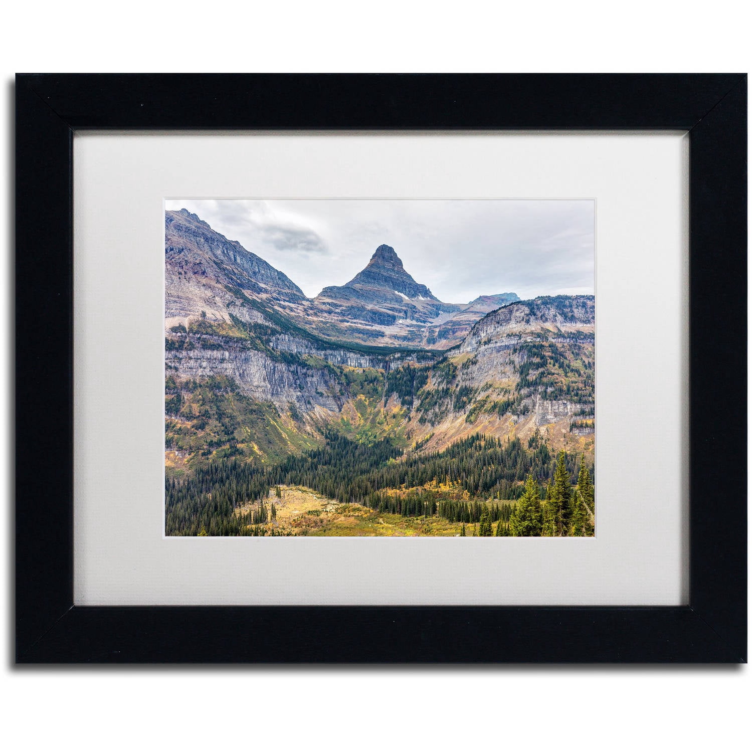 Trademark Fine Art 'Glacier National Park in Autumn' Canvas Art by Pierre Leclerc, White Matte, Black Frame