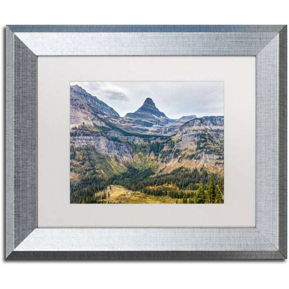 Trademark Fine Art 'Glacier National Park in Autumn' Canvas Art by Pierre Leclerc, White Matte, Silver Frame