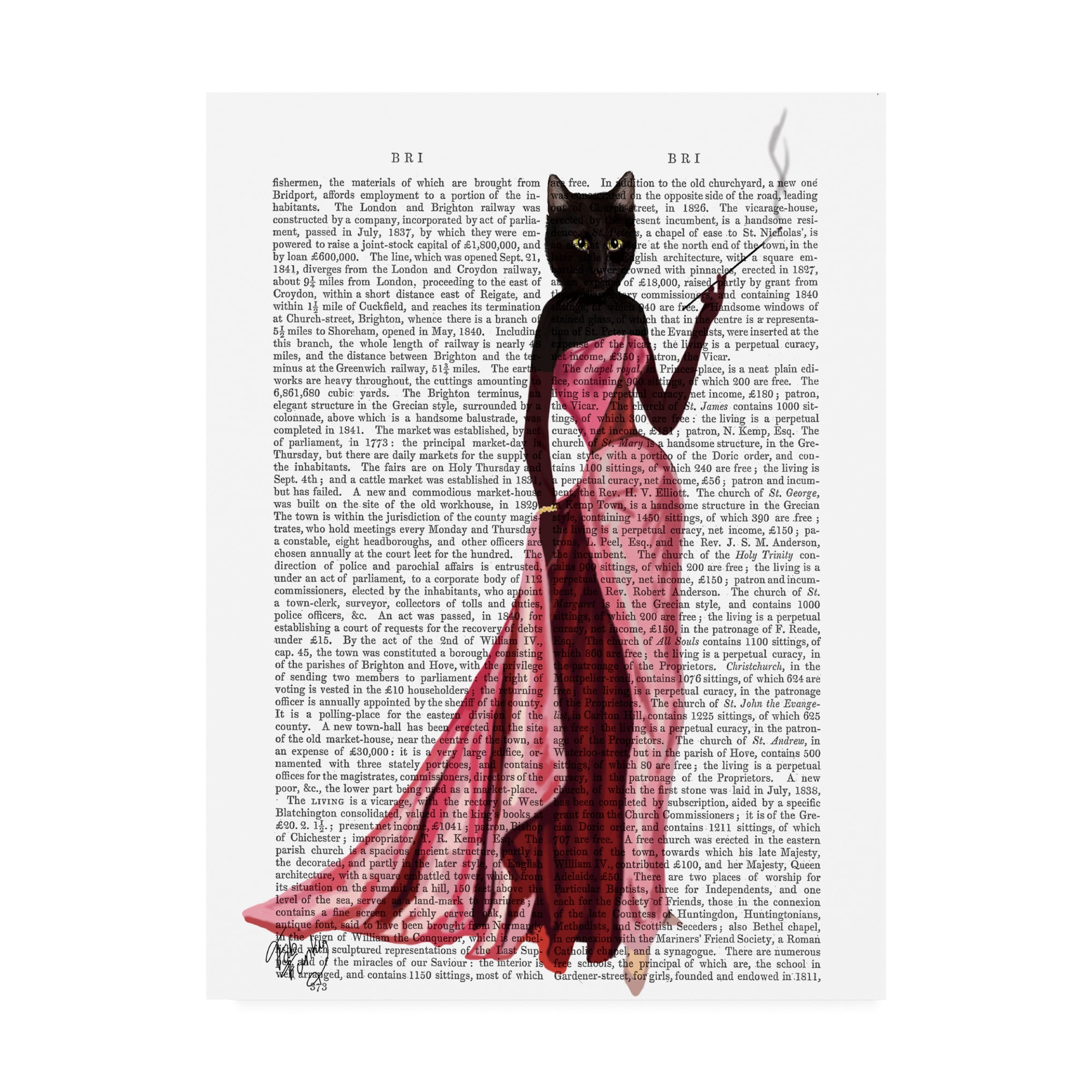 Glamour Cat in Pink Dress Gallery-Wrapped Canvas Art