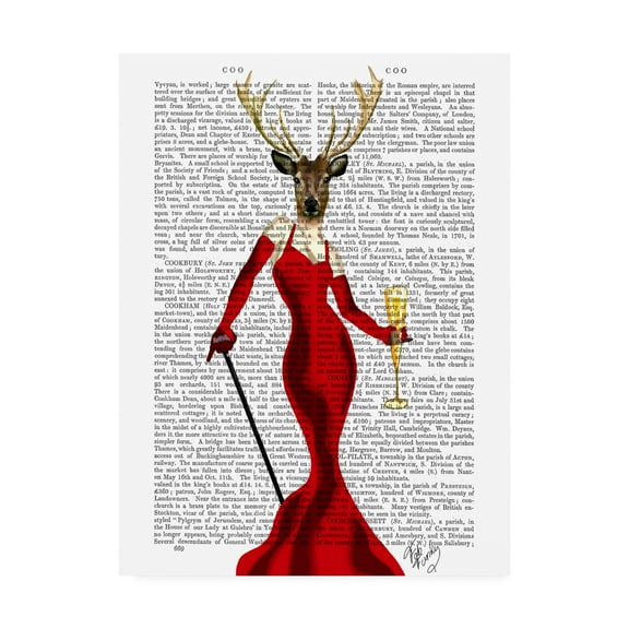 Trademark Fine Art 'Glamour Deer In Red' Canvas Art by Fab Funky