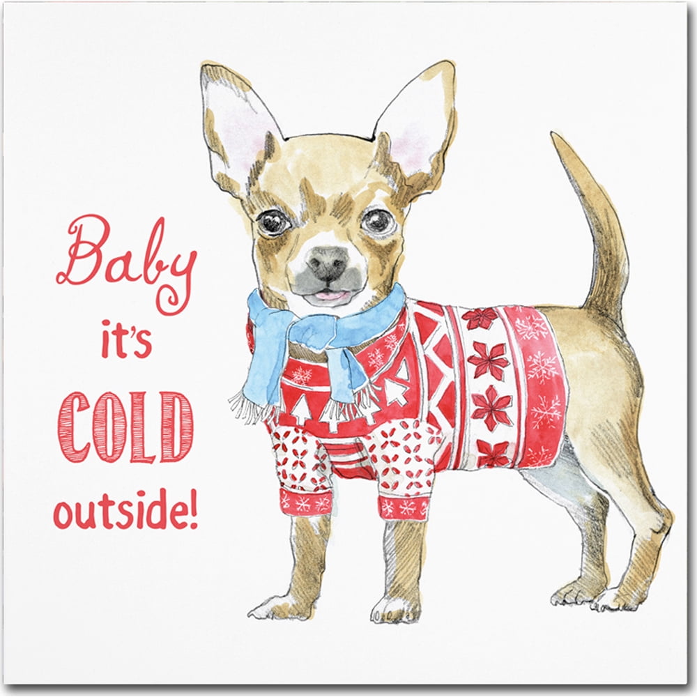 Festive Chihuahua in Sweater Christmas Canvas Art
