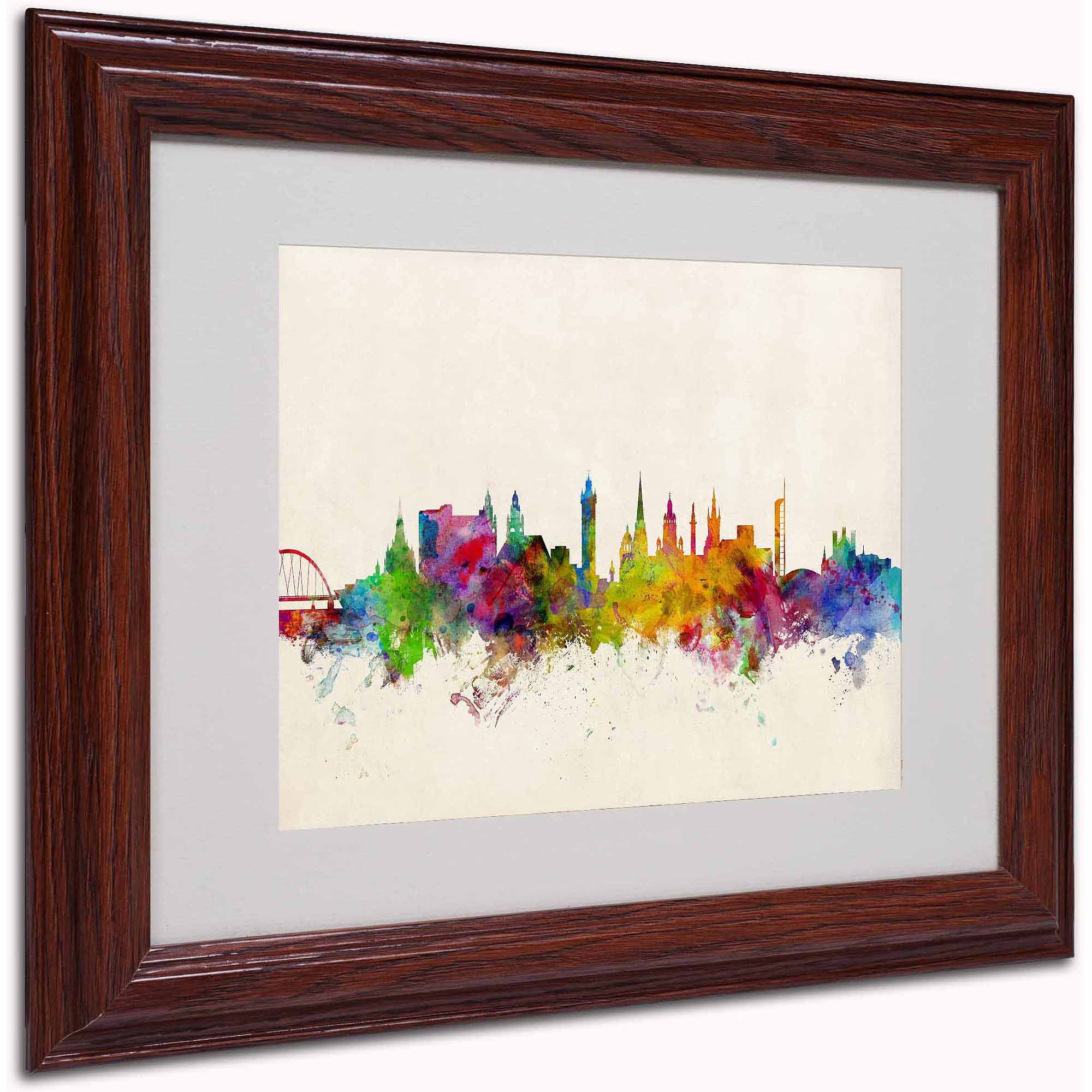 Trademark Fine Art "Glasgow Scotland Skyline" Canvas Art by Michael Tompsett, Wood Frame