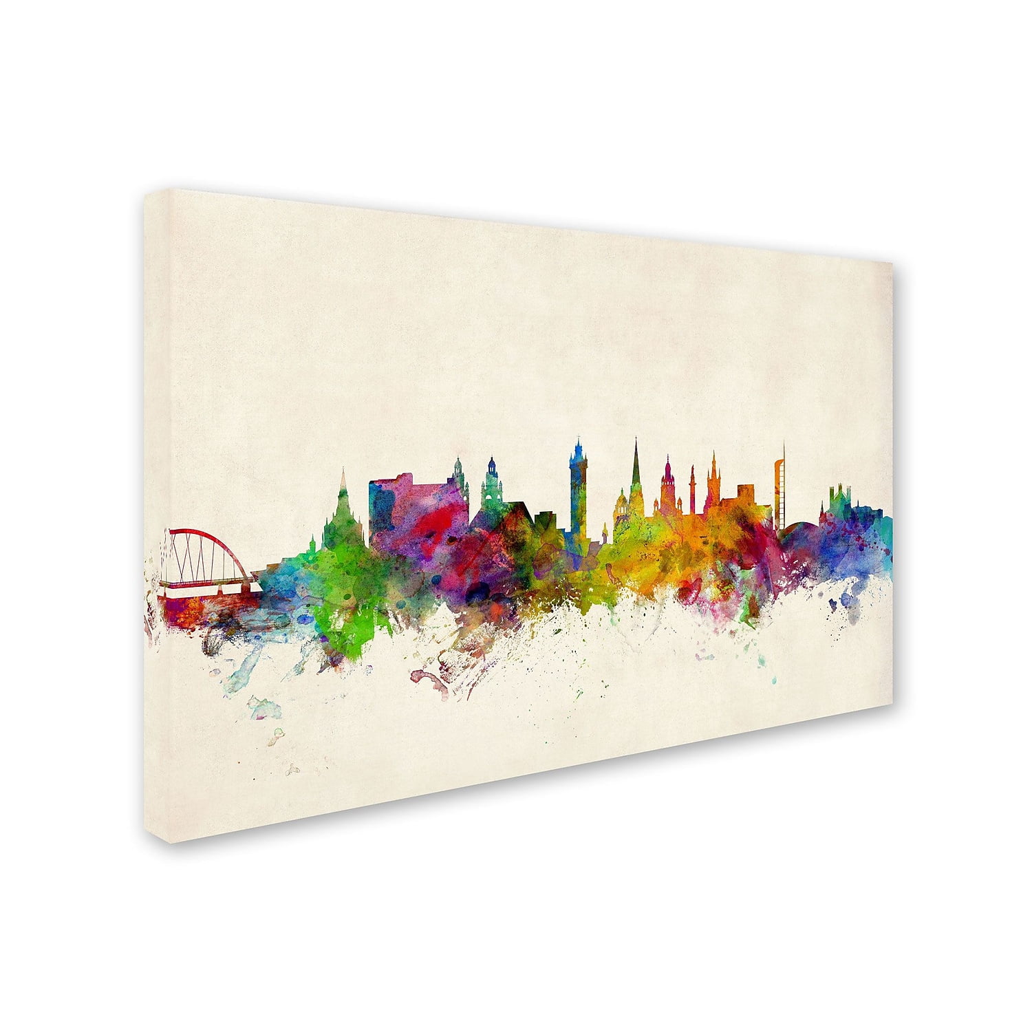 Trademark Fine Art "Glasgow Scotland Skyline" Canvas Art by Michael Tompsett