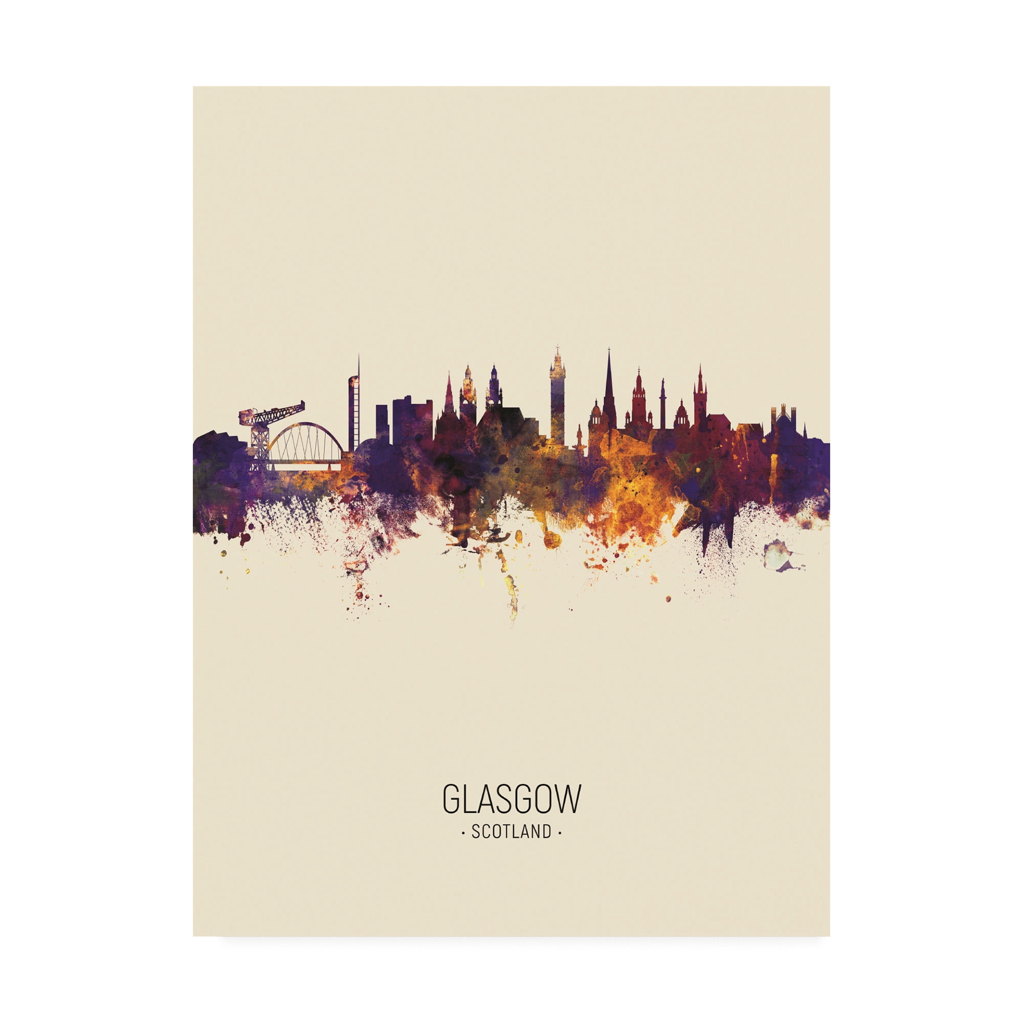 Trademark Fine Art 'Glasgow Scotland Skyline Portrait III' Canvas Art by Michael Tompsett