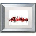 thumbnail image 1 of Trademark Fine Art "Glasgow Scotland Skyline Red 2" Canvas Art by Michael Tompsett, White Matte, Silver Frame, 1 of 4