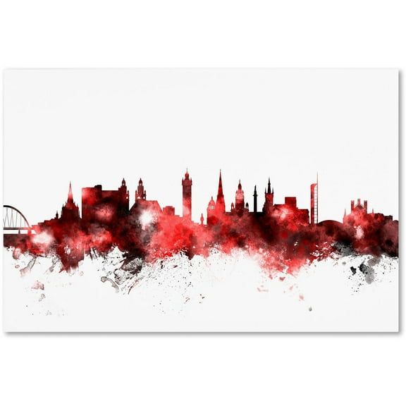 Trademark Fine Art "Glasgow Scotland Skyline Red 2" Canvas Art by Michael Tompsett