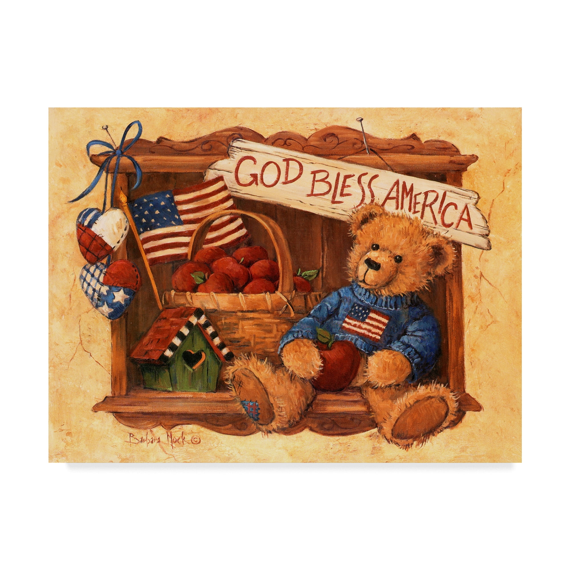 Trademark Fine Art 'God Bless America Teddy' Canvas Art by Barbara Mock