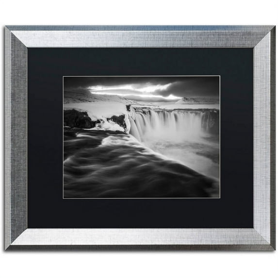 Trademark Fine Art "Godafoss" Canvas Art by Mathieu Rivrin, Black Matte, Silver Frame