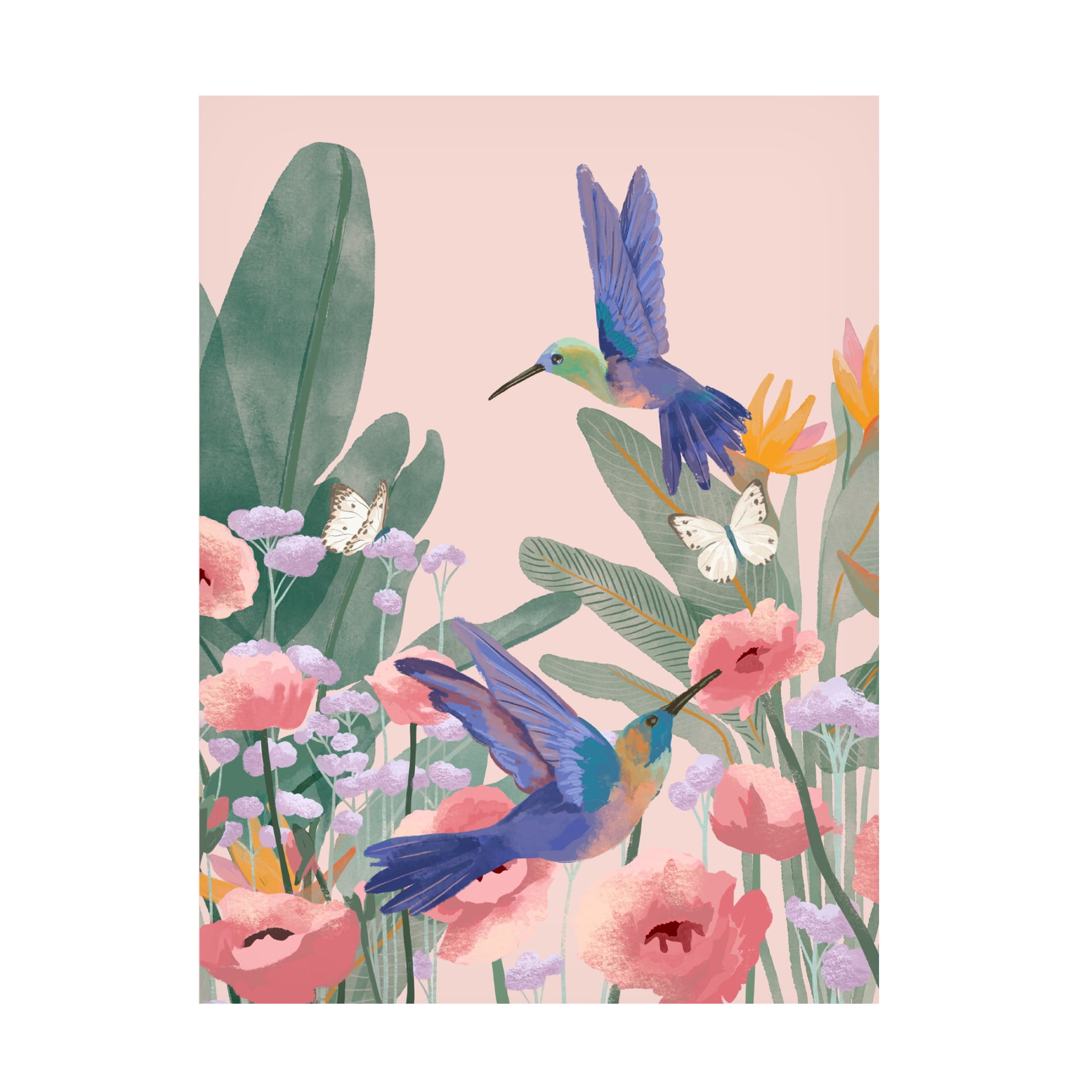 Trademark Fine Art Goed Blauw  Hummingbirds Canvas Wall Art