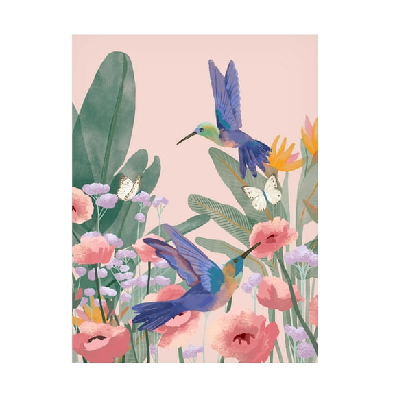 Trademark Fine Art Goed Blauw  Hummingbirds Canvas Wall Art