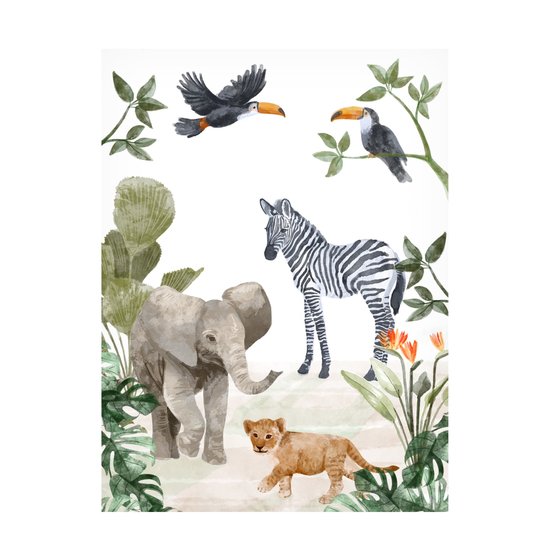 Trademark Fine Art Goed Blauw Jungle Babies Canvas Wall Art