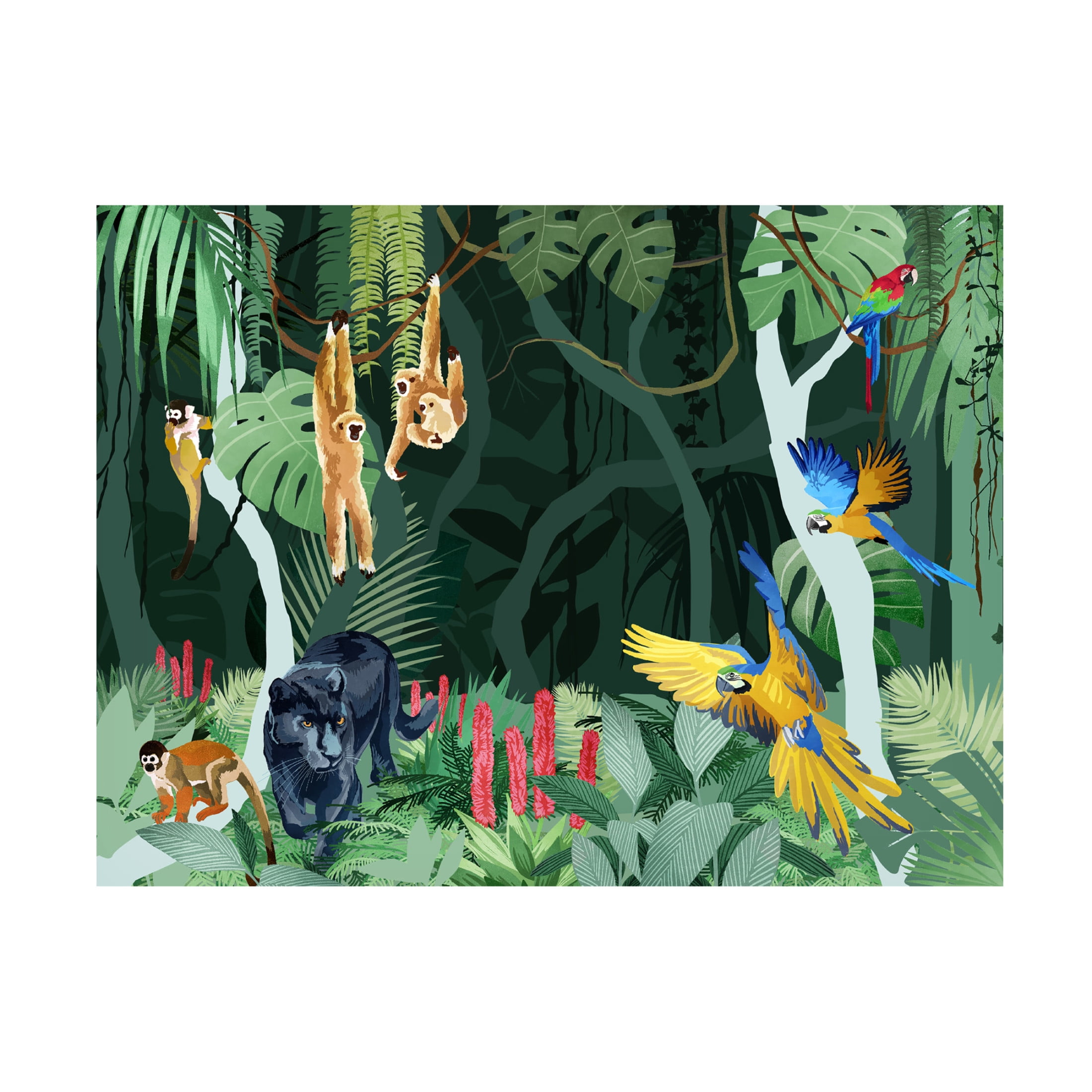 Trademark Fine Art Goed Blauw Jungle Party Canvas Wall Art