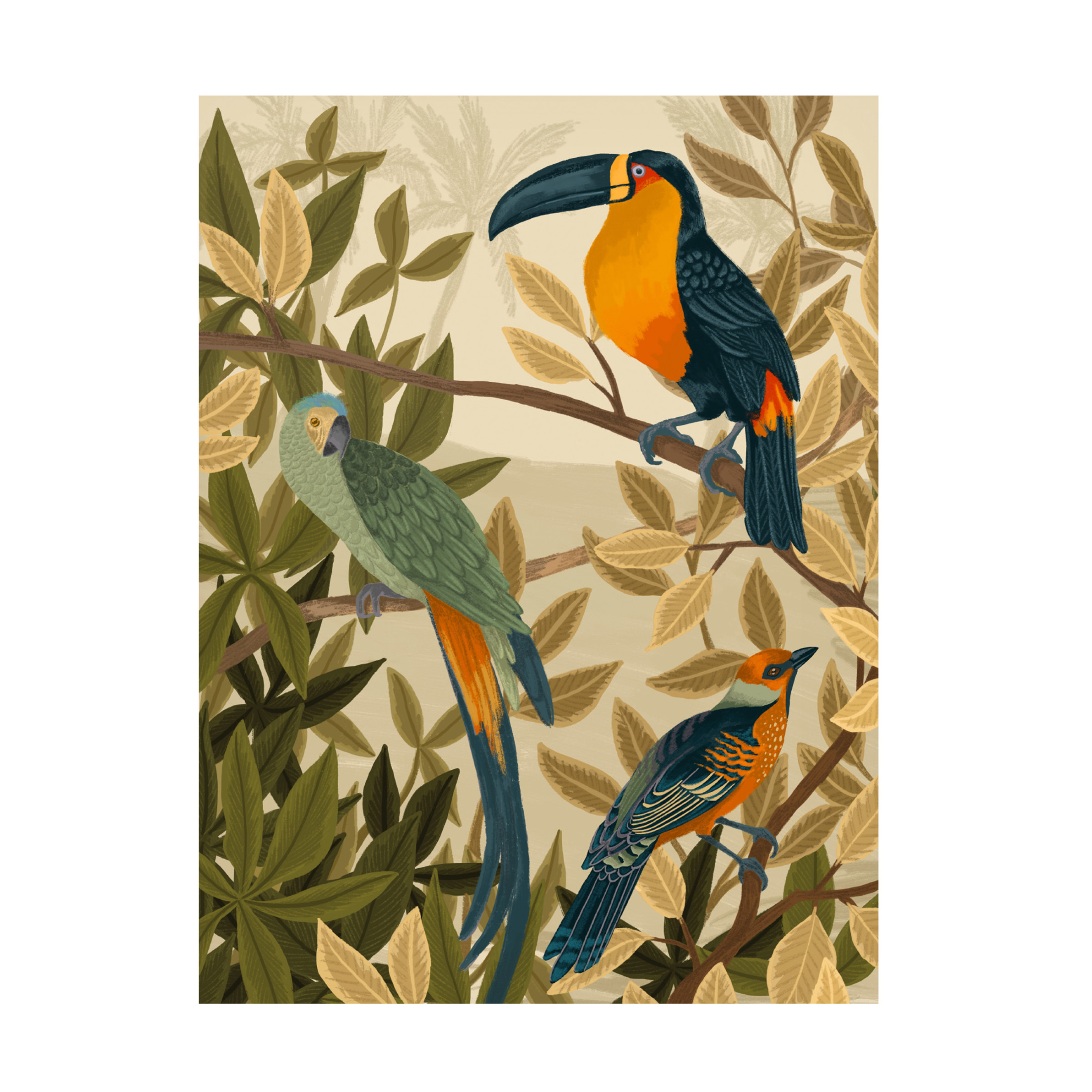 Trademark Fine Art Goed Blauw  Paradise Birds Canvas Wall Art