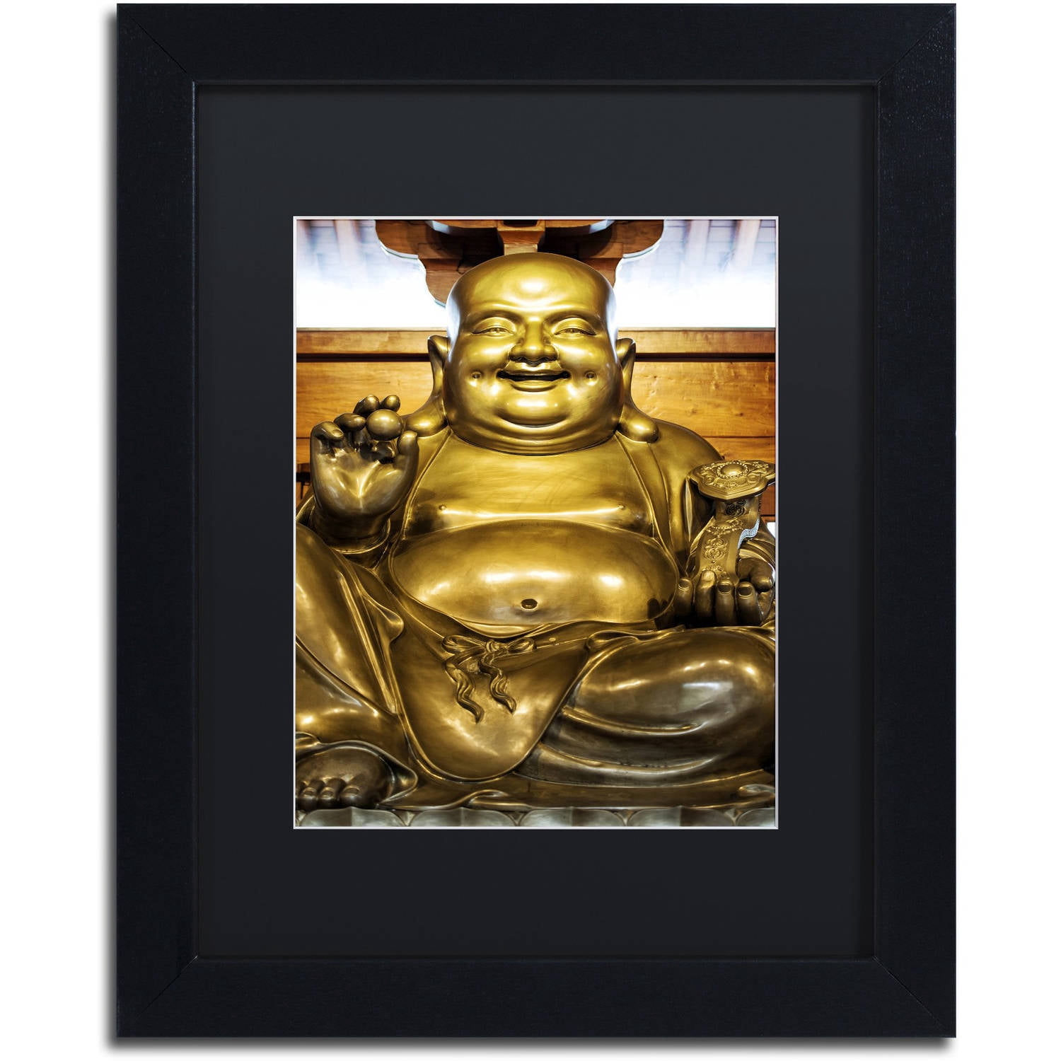 Trademark Fine Art "Gold Buddha" Canvas Art by Philippe Hugonnard, Black Matte, Black Frame