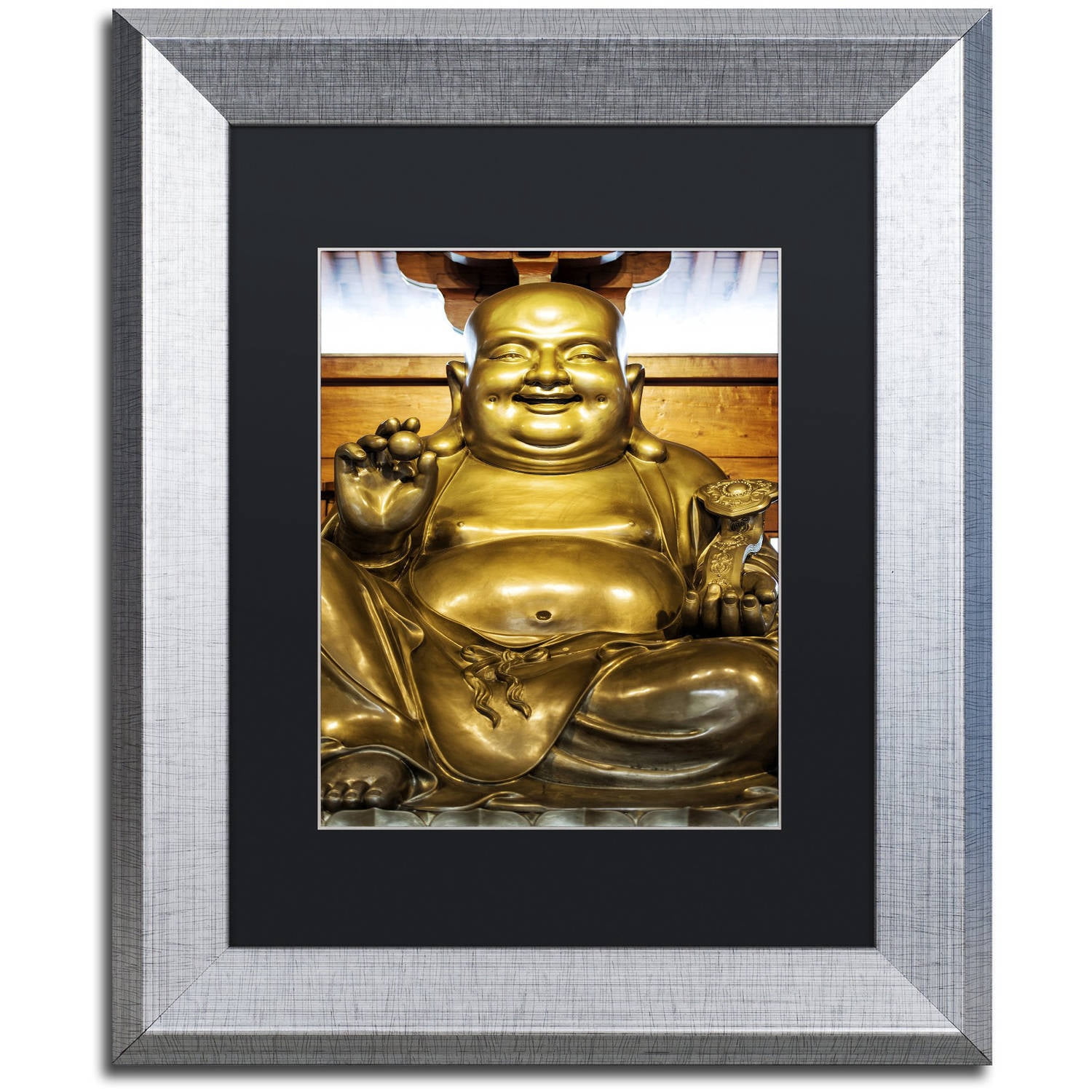 Trademark Fine Art "Gold Buddha" Canvas Art by Philippe Hugonnard, Black Matte, Silver Frame