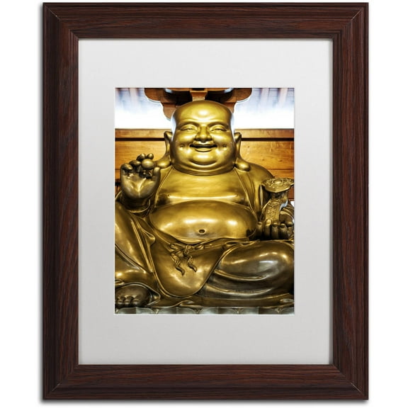 Trademark Fine Art "Gold Buddha" Canvas Art by Philippe Hugonnard, White Matte, Wood Frame