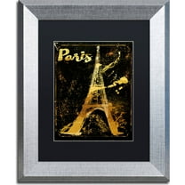 Trademark Fine Art "Gold Eiffel" Canvas Art by Color Bakery, Black Matte, Silver Frame