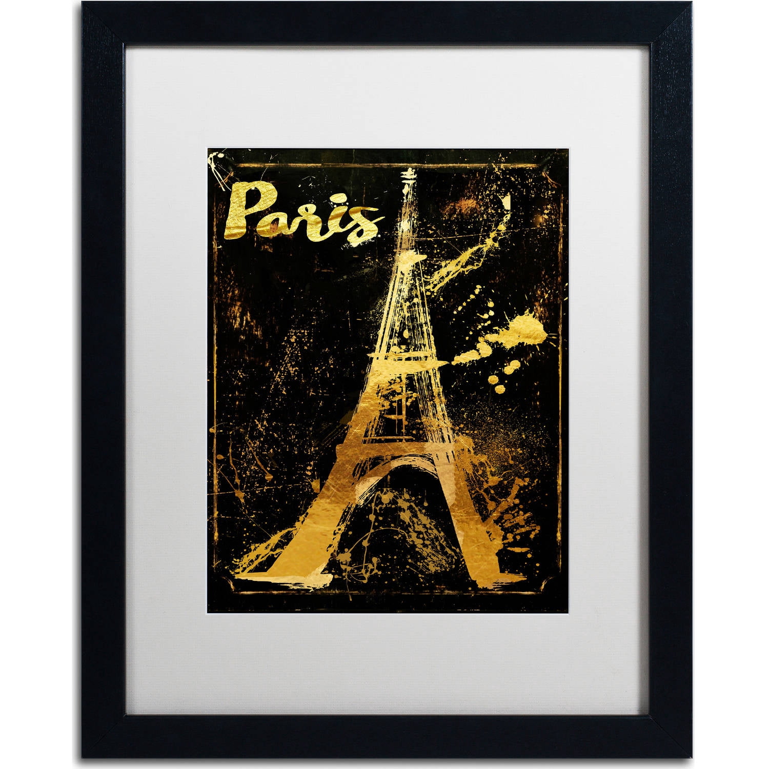Trademark Fine Art "Gold Eiffel" Canvas Art by Color Bakery, White Matte, Black Frame