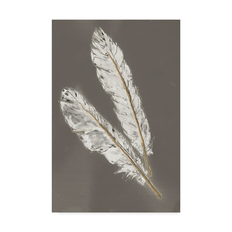 Trademark Fine Art 'Gold Feathers III on Grey' Canvas Art by Chris