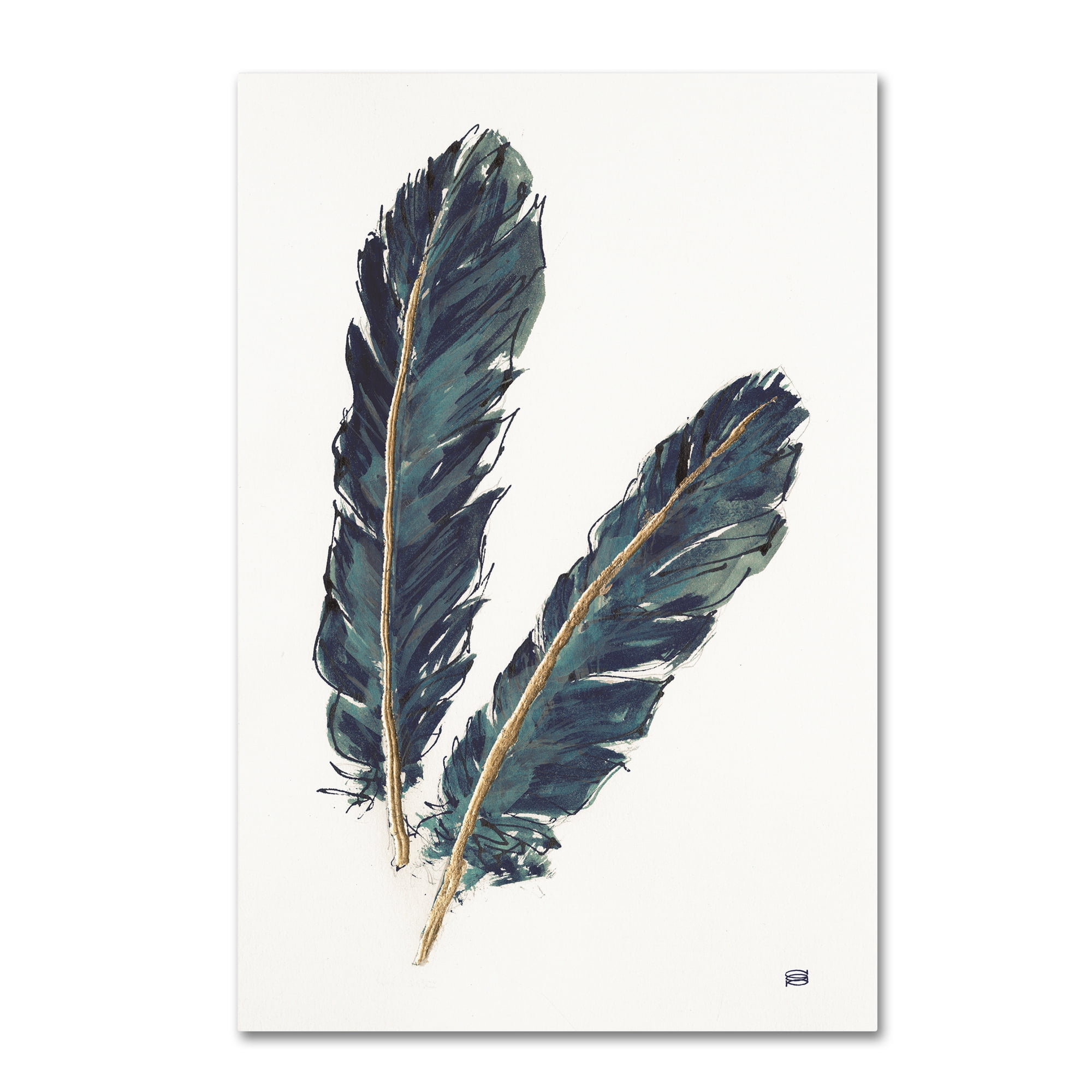 Trademark Fine Art 'Gold Feathers IV Indigo' Canvas Art by Chris Paschke