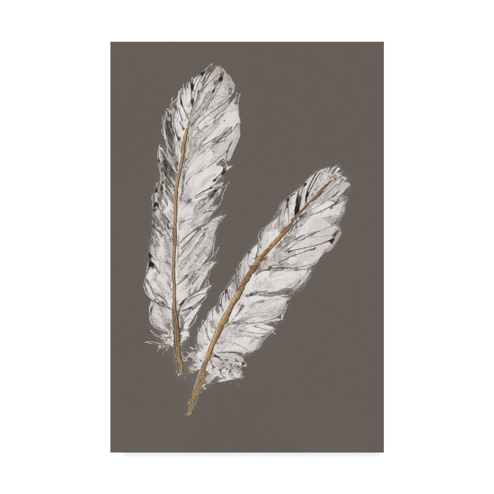 Trademark Fine Art 'Gold Feathers IV on Grey' Canvas Art by Chris Paschke