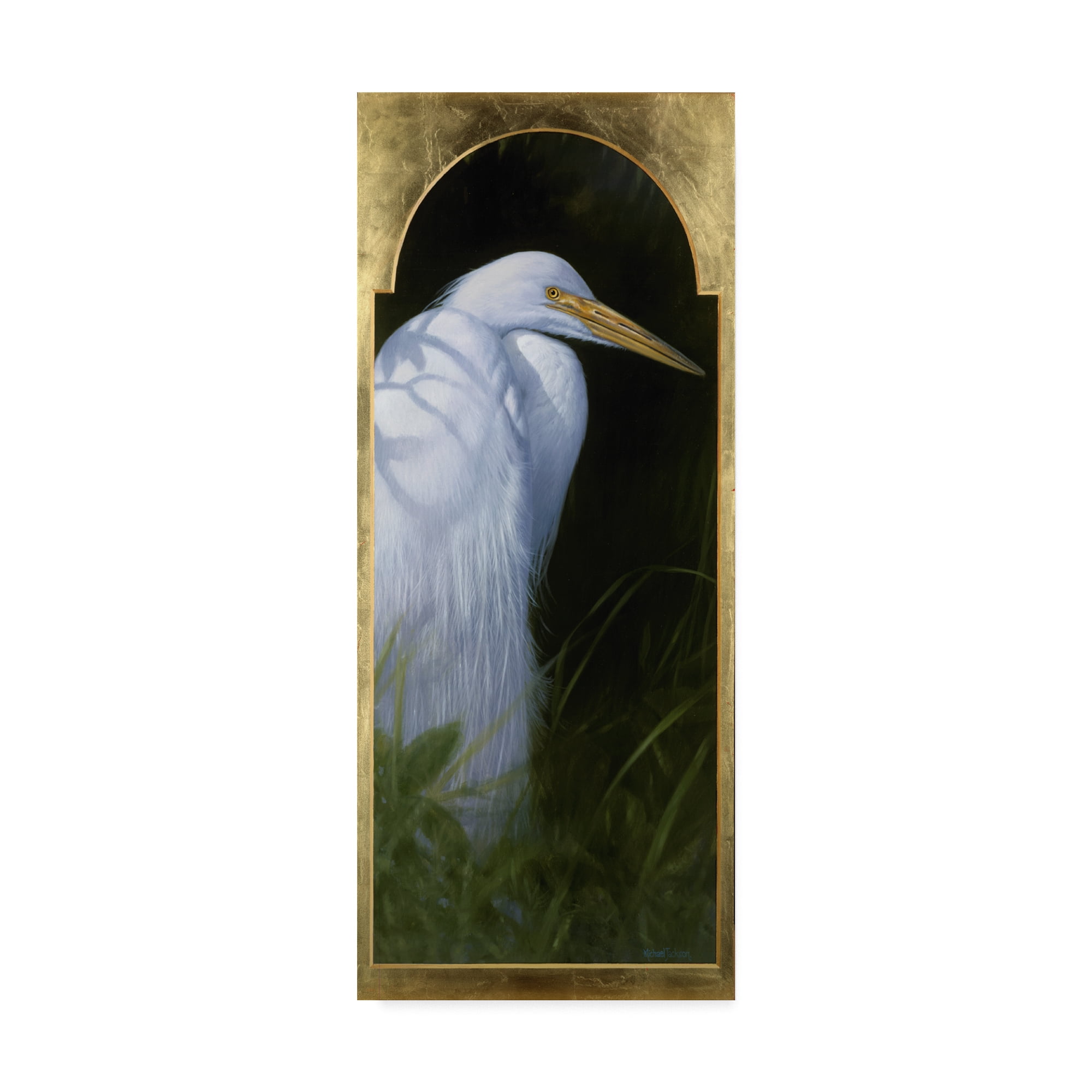 Trademark Fine Art 'Gold Frame Egret' Canvas Art by Michael Jackson