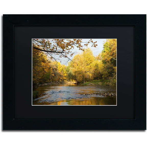 Trademark Fine Art "Golden Autumn River" Canvas Art by Kurt Shaffer, Black Matte, Black Frame