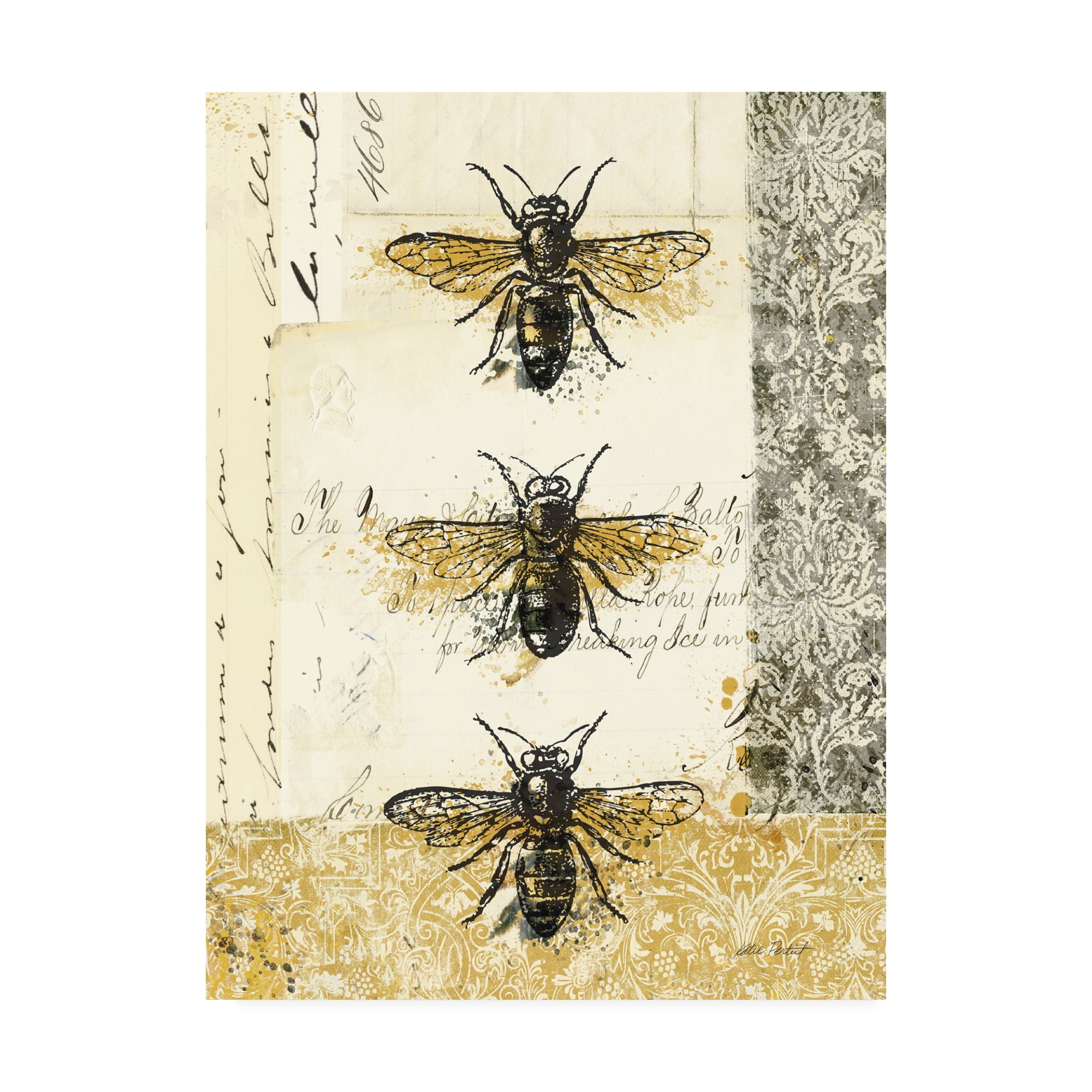 Trademark Fine Art 'Golden Bees n Butterflies No 1' Canvas Art by Katie Pertiet