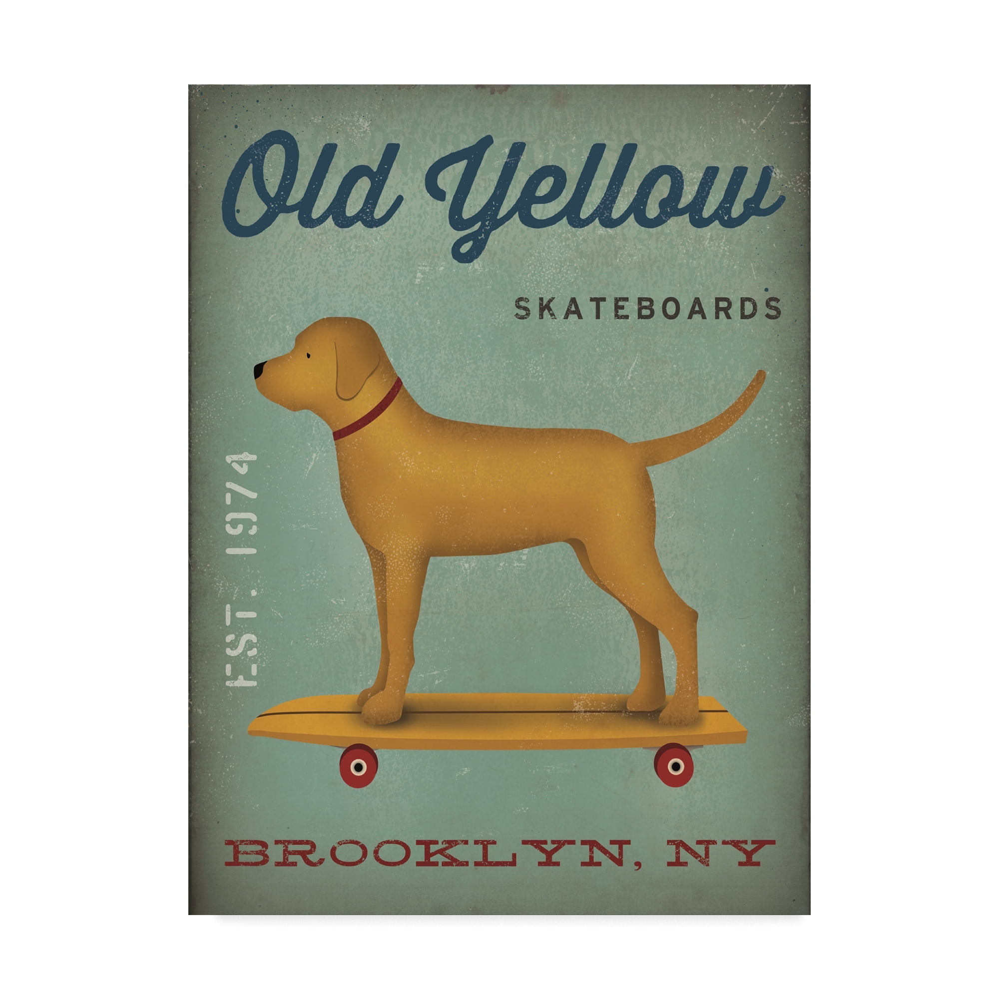 Trademark Fine Art 'Golden Dog on Skateboard' Canvas Art by Ryan Fowler
