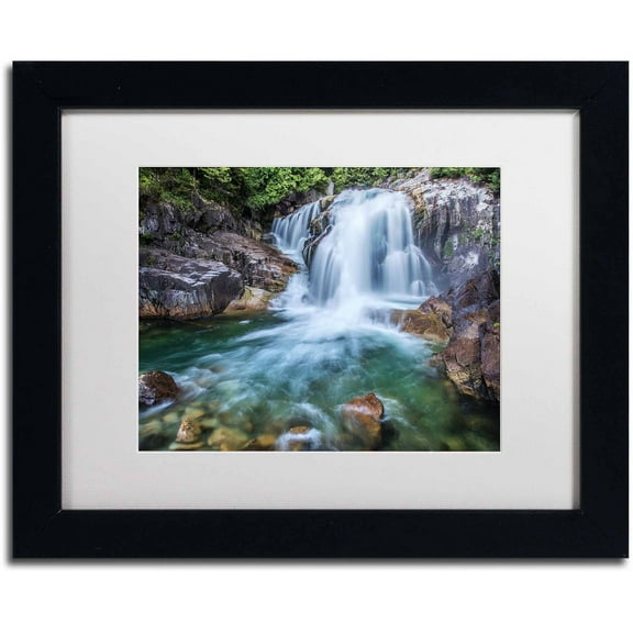 Trademark Fine Art "Golden Ears Falls" Canvas Art by Pierre Leclerc, White Matte/Black Frame